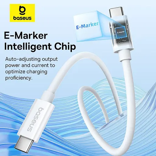 Дата кабель Baseus Superior Series 2 USB4 Full-Function Type-C to Type-C 240W (1m) (P10365200211) Moon White - фото 3