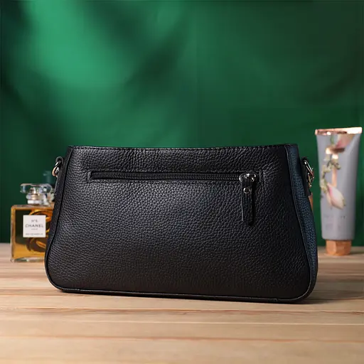 Сумка женская багет Shvigel с цепочкой и съемным ремешком из зернистой натуральной кожи 26.5х15х5.5 см sum0027034 - фото 10