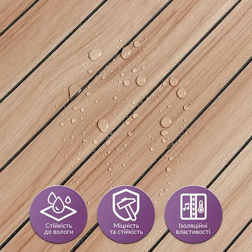 Покрытие виниловое самоклеющееся Wall Sticker 3D рейки 600х600х2.8мм Тик золотистый SW-00002203 - фото 2