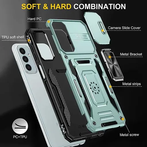 Ударопрочный чехол Epik Camshield Army Ring для Samsung Galaxy A05s Зеленый / Light Green - фото 6