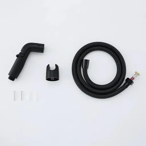 Гигиенический набор (лейка, шланг, кронштейн), черный Frap F021-6, Черный матовый - фото 1