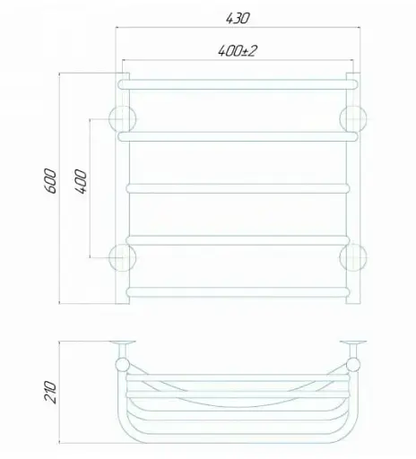 Рушникосушка водяна Deffi Отель П5 400х600 мм нижнє підключення 30412 - фото 2