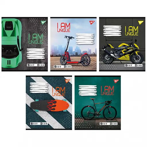 Зошити учнівські 36 аркушів клітинка Yes Unique, 15 шт. в упаковці