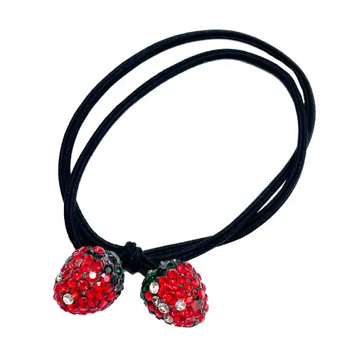 Дитяча резинка для волосся Полуниця в камінцях La-beauty 0302-1089 набір 10 шт - фото 1