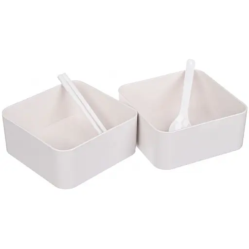 Ланч-бокс Laprida двоярусний з ложкою та паличками 1400 мл бежевий (64-21-816) - фото 4