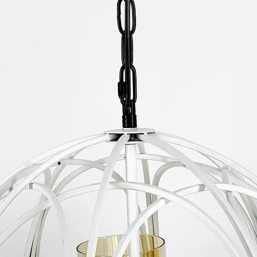 Люстра Лофт у білому корпусі форми плетена куля Line.F Колір плафона Графітовий - фото 2