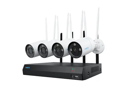 Комплект видеонаблюдения с 4 уличными 8МП WIFI камерами Reolink NVS12-8MB4W (4 уличных WIFI камеры 4 блока питания WIFI видеорегистратор с HDD 2TB) - фото 1