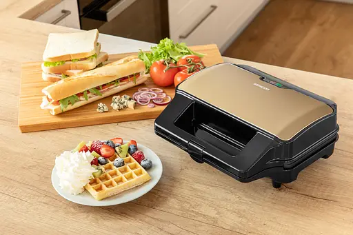 Мультимейкер Sencor 900 Вт комплект 4 пластини алюміній нержав.сталь пластик чорний-шампань - фото 6