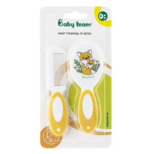 Набор расческа и щетка из натуральной щетины Baby Team (7106_оранжевый) - фото 1
