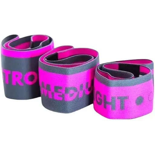 Набір тканинних гумок MadMax MFA-305 Hiploop для фітнесу та спорту 3 шт. Grey/Pink (MFA-305-3set) - фото 1