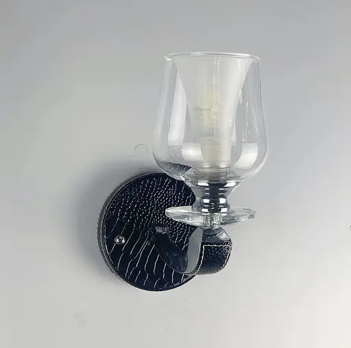 Ніжна та витончена модель бра з еко-шкірою Line F S 865/1 BK - фото 5