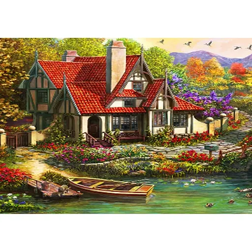 Алмазна вишивка мозаїка стразами повна викладка на підрамнику 40 * 50 см. Біля озера - фото 1