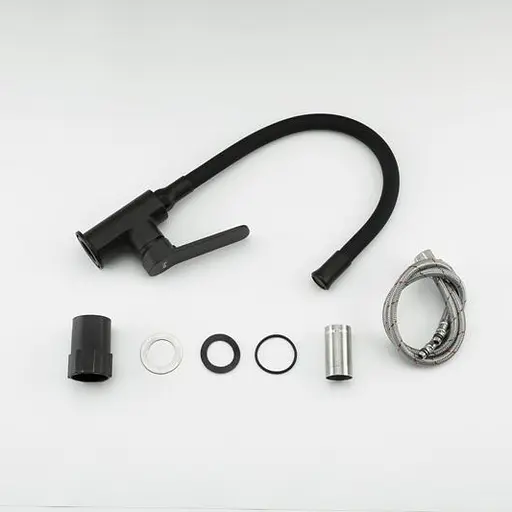 Змішувач для кухні Frap F4462 з гнучким виливом чорний матовий - фото 5