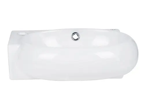 Комплект Qtap Leo: Раковина подвесная овальная левая 430x285x160 мм White + Донный клапан PU02O (QT11115011LWN47332) - фото 2