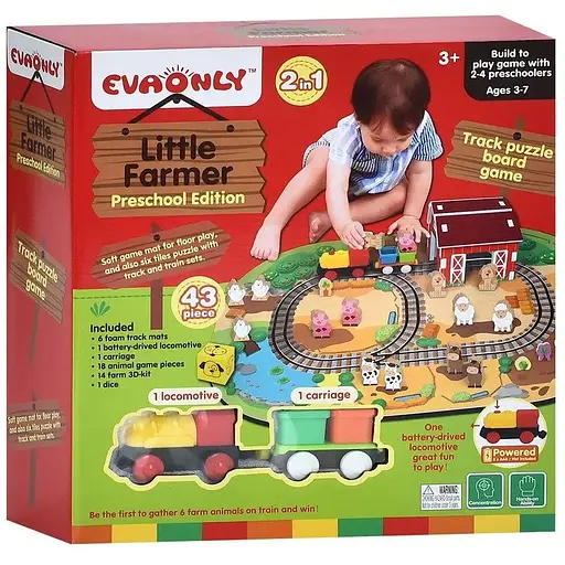 Залізниця 3805B 2 в 1 Ферма з EVA килимком-пазлом 43 деталі 1 вагон різнокольорова - фото 4