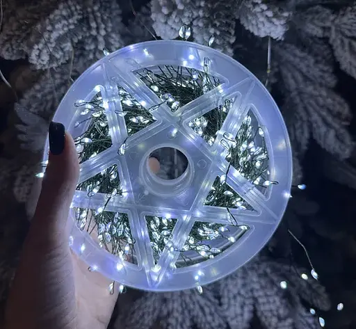 Гирлянда Роса мишура на зеленом проводе 100 метров 3000 LED Белый - фото 4