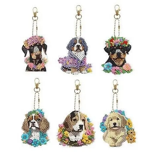 Набір брелків алмазна викладка "Собачки" ColorArt BR42 з інструментами 6 шт - фото 1