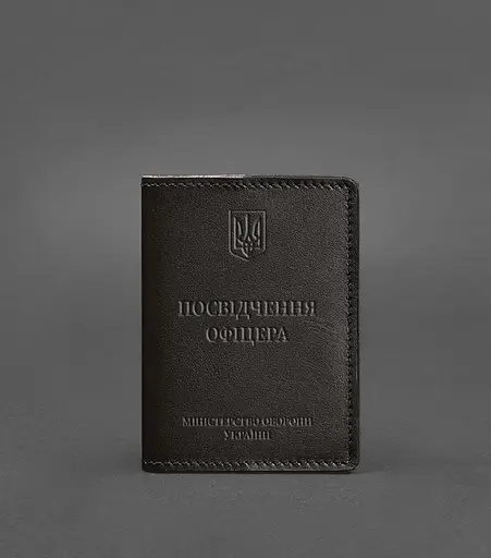 Кожаная обложка для удостоверения офицера 9.0 темно-коричневая - фото 1