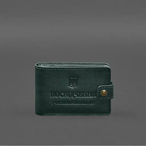 Кожаная обложка-портмоне для удостоверения участника боевых действий (УБД) Зеленая - фото 7