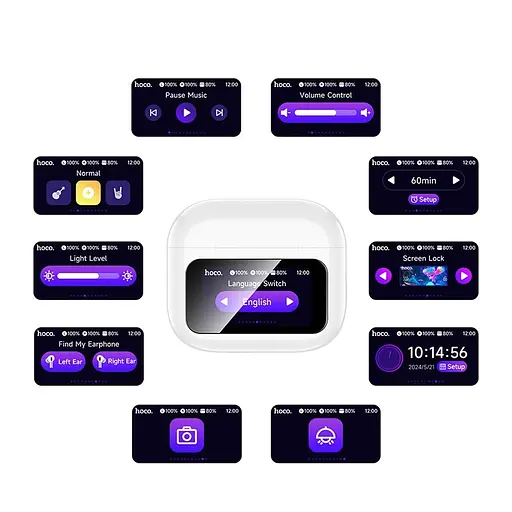 Бездротові навушники Hoco EW81 Elegant true wireless touch screen BT headset, BT5.4, 30mAh, 300mAh, 4h, white - фото 7