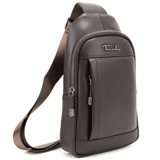 Чоловічий шкіряний коричневий слінг на плече Tavinchi TV-827C