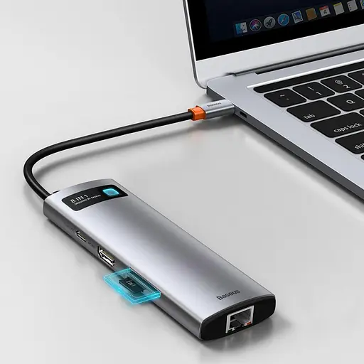 USB-хаб Baseus USB-C Metal Gleam Series 8in1 Grey (CAHUB-CV0G) - фото 6