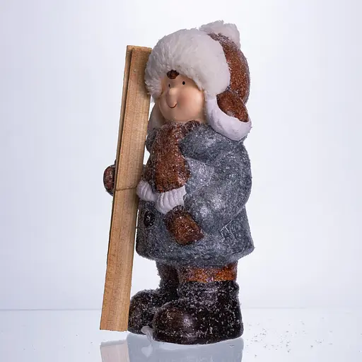 Новорічна фігурка Дівчинка з лижами з порцеляни 12×11×23 см Yiwu CR-5-14 - фото 4