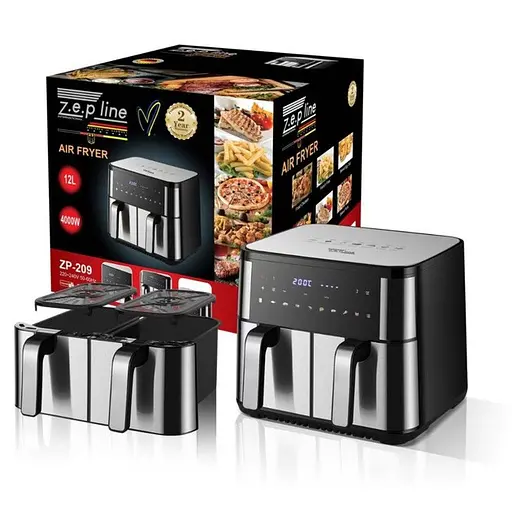 Аерофритюрниця безмасляна Zepline ZP-209 на 2 контейнери по 6л з сенсорним керуванням 4000Вт - фото 9