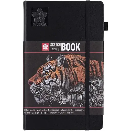 Блокнот Sakura Sketch А5 (13х21 см) 140 г/м2 80 л чорний - фото 1