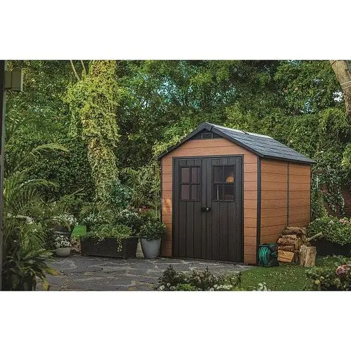 Садовый пластиковый домик Keter Newton 759 коричневый - фото 4