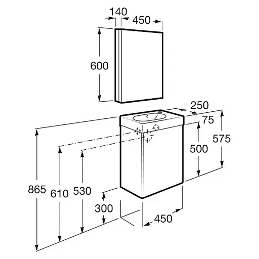 Комплект тумба з умивальником + дзеркальна шафа Roca Mini 45 см венге A855866154 - фото 4