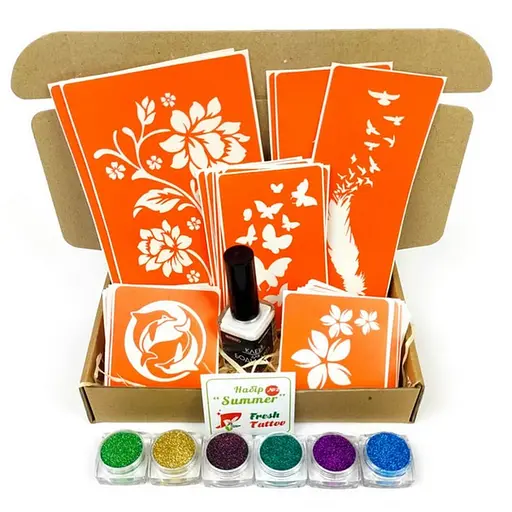 Набор для био-тату "Лето 2.0 - глиттер" Fresh Tattoo set-summer-v2-glitter - фото 1