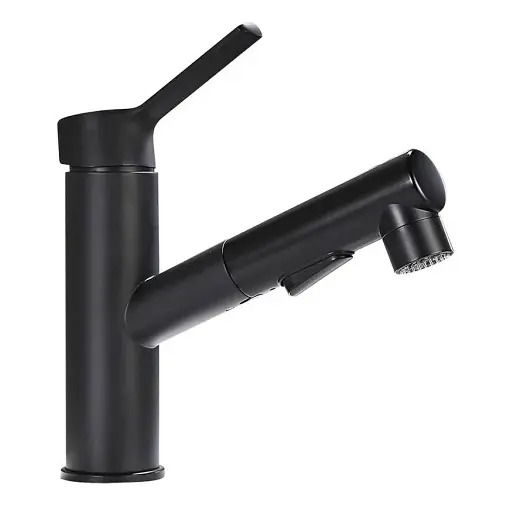 Змішувач для умивальника Zegor 3в1 KLF10-A012YB з витяжною лійкою Чорний 30412 - фото 1