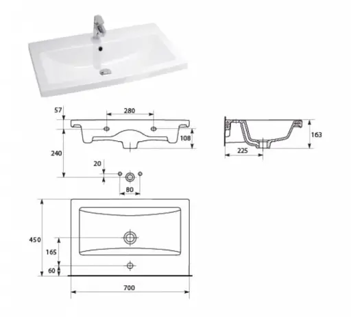 Тумба ПіК Сіметрі тандем + раковина Cersanit Como 70 см Білий 30412 - фото 10