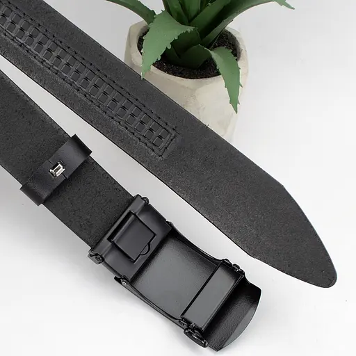 Ремінь шкіряний чоловічий HC-3463 (125 см) чорний на автоматі - фото 6