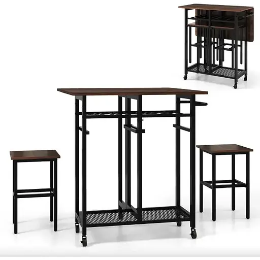 Комплект барний Costway Ravelli розкладний стіл з стільцями в стилі Loft - фото 4
