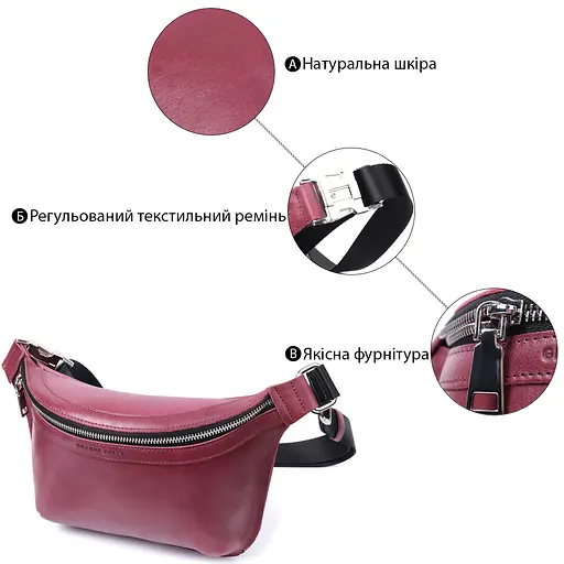 Бананка для женщин Grande Pelle из натуральной кожи 25х15х4.5 см sum0027023 - фото 4