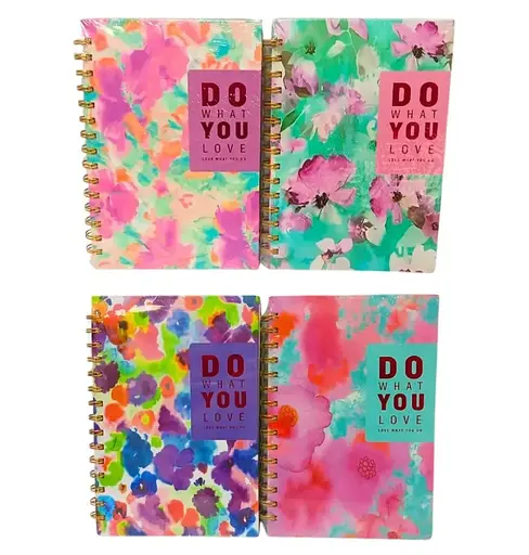 Зошит, А5, на спіралі, обкладинка фольгована, 80 аркушів, 80 г, Квіти