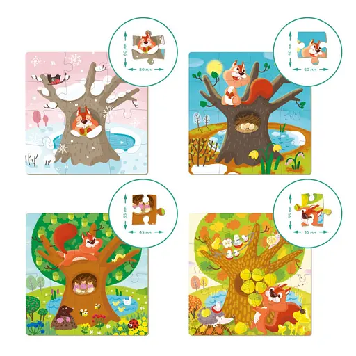 Детский набор пазлов "Времена года" DoDo 300125, 4 в 1 - фото 4