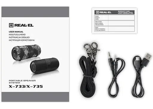 Портативна колонка Real-El RX733 24W Bluetooth TWS, RGB, Haki - фото 8