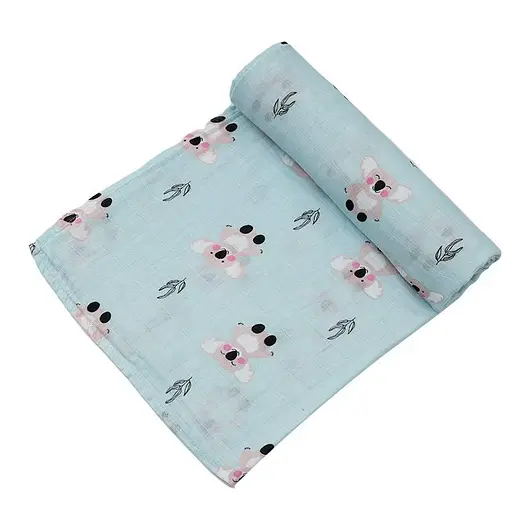 Набор муслиновых детских пеленальных одеял OldBro комплект из 2 шт. размер 100х120 см динозавр/коала - фото 3