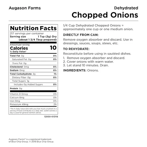 Лук нарезанный сублимированный с длительным сроком хранения 25 лет Augason Farms, 217 порций (101097) - фото 2