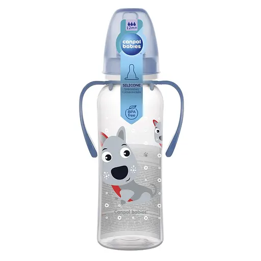 Бутылка с узким отверстием 250 мл с рисунком и ручкой "BPA FREE" коллекция "Цветовая ферма" Синяя - фото 3