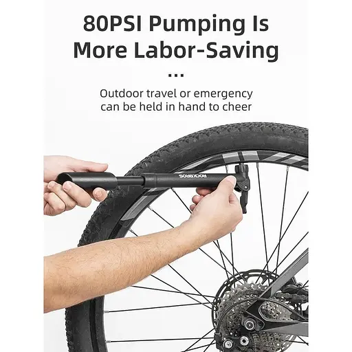 Насос для велосипеда ROCKBROS мини с креплением на раму ручной компактный - фото 3