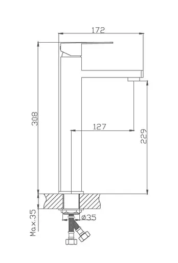 Змішувач для умивальника TROYA GOF1-B095 нержавіюча сталь 30412 - фото 2