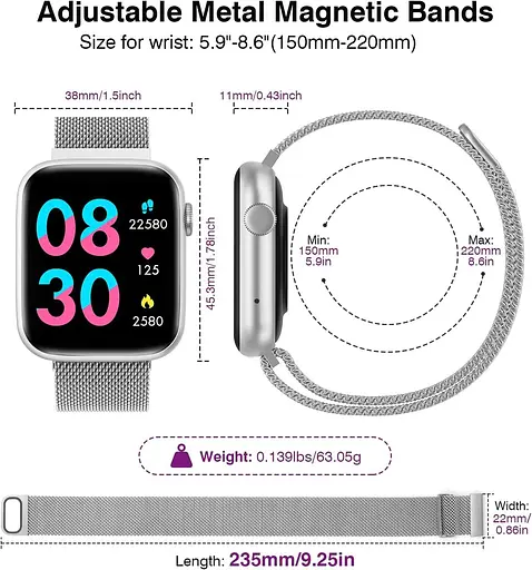 Розумний годинник EarlySincere для жінок з Bluetooth, відповіддю на дзвінок/набором, 1,9-дюймовий HD з повним сенсорним екраном - фото 4