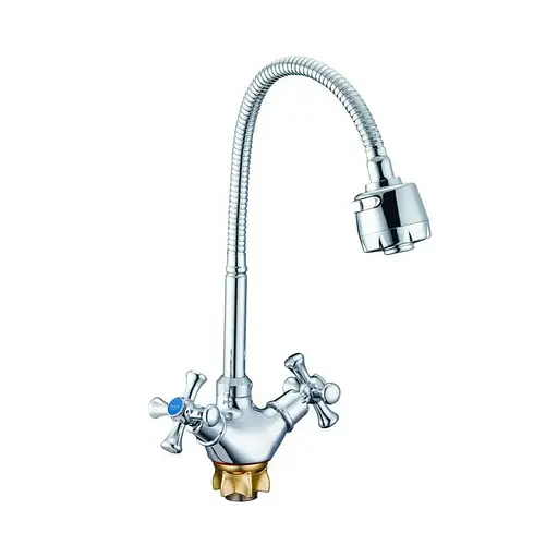 Змішувач для кухні Zegor DTZ4-E827 з гнучким гусаком двовентильний 30412 - фото 1