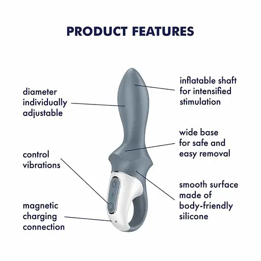 Вібратор Satisfyer Air Pump Booty 1, 17.5 см (сірий) - фото 8