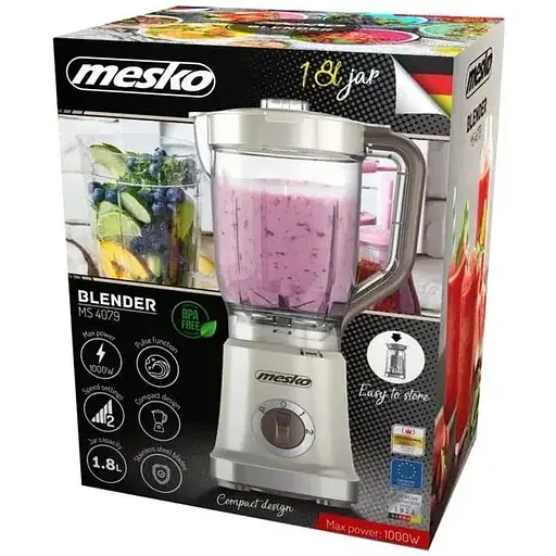 Блендер стаціонарний Mesko MS 4079 1000 Вт 2 швидкості 1.8 л бежевий - фото 6