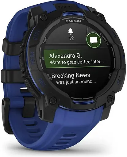 Смарт-годинник Garmin Instinct 3 45mm AMOLED Black with Blue Band (010-02936-03) - фото 2